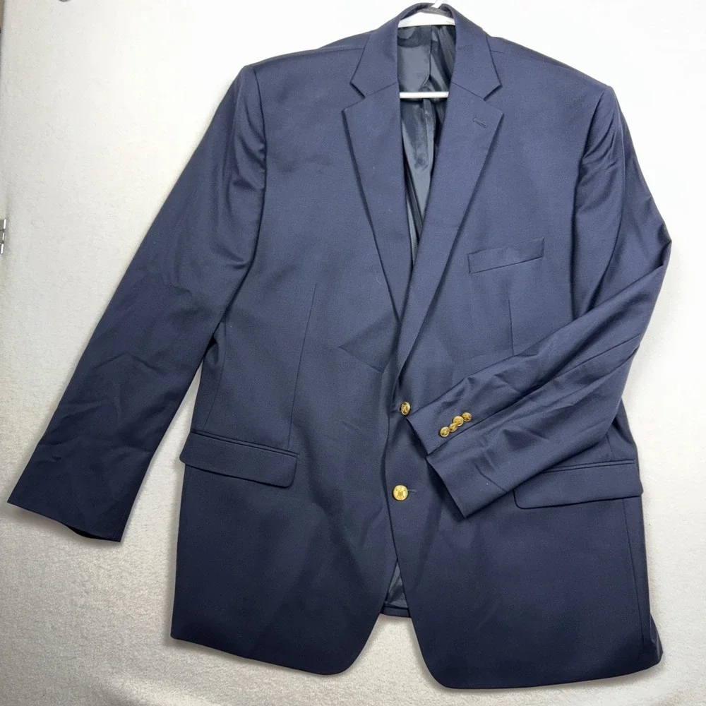 Lauren Ralph Lauren LRL 100% Wool Navy Blue Blazer with Gold Buttons - 50 L‎